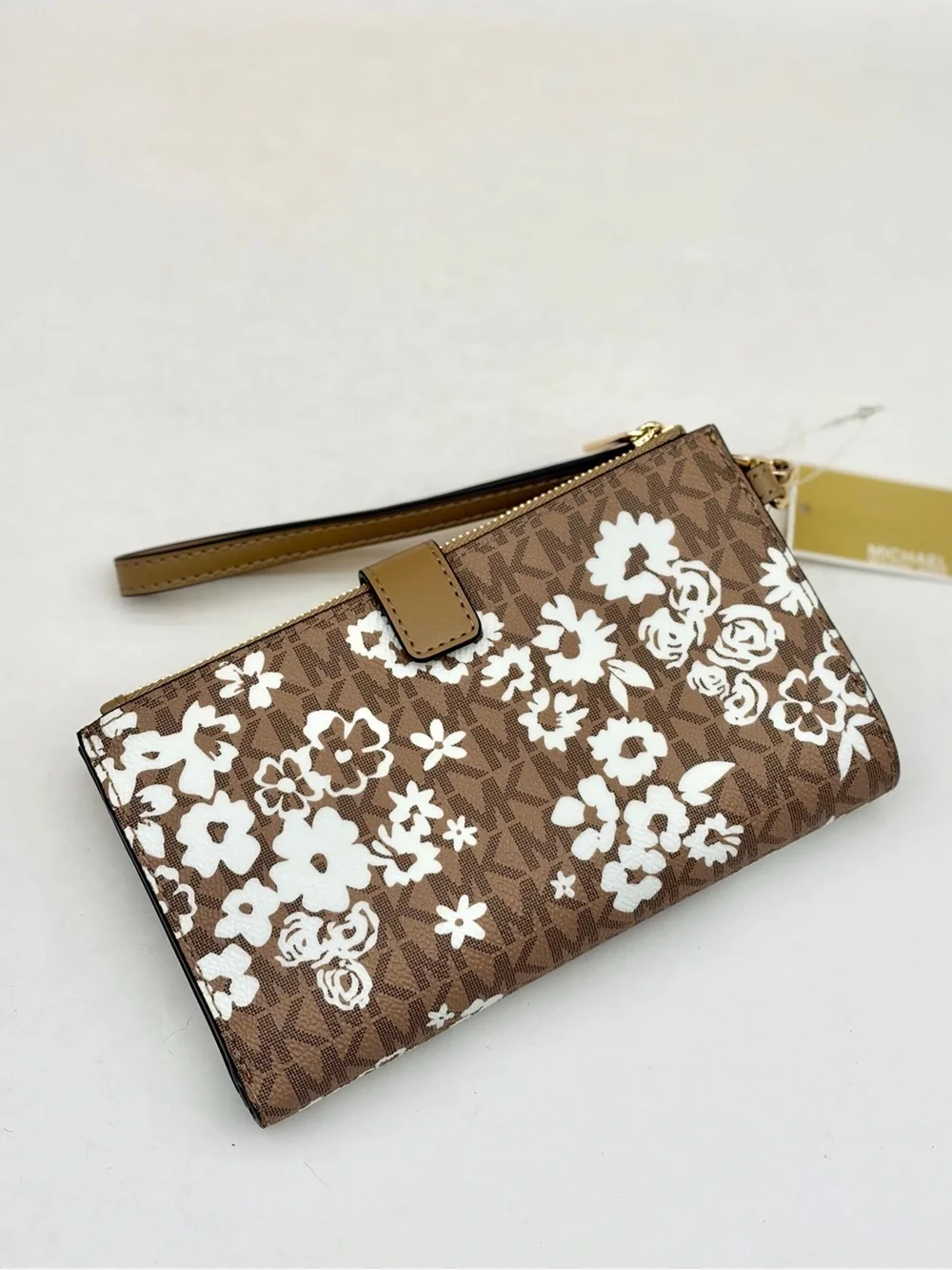 MICHAEL KORS JST Lg Double Zip Printed Signature Logo Wristlet Wallet